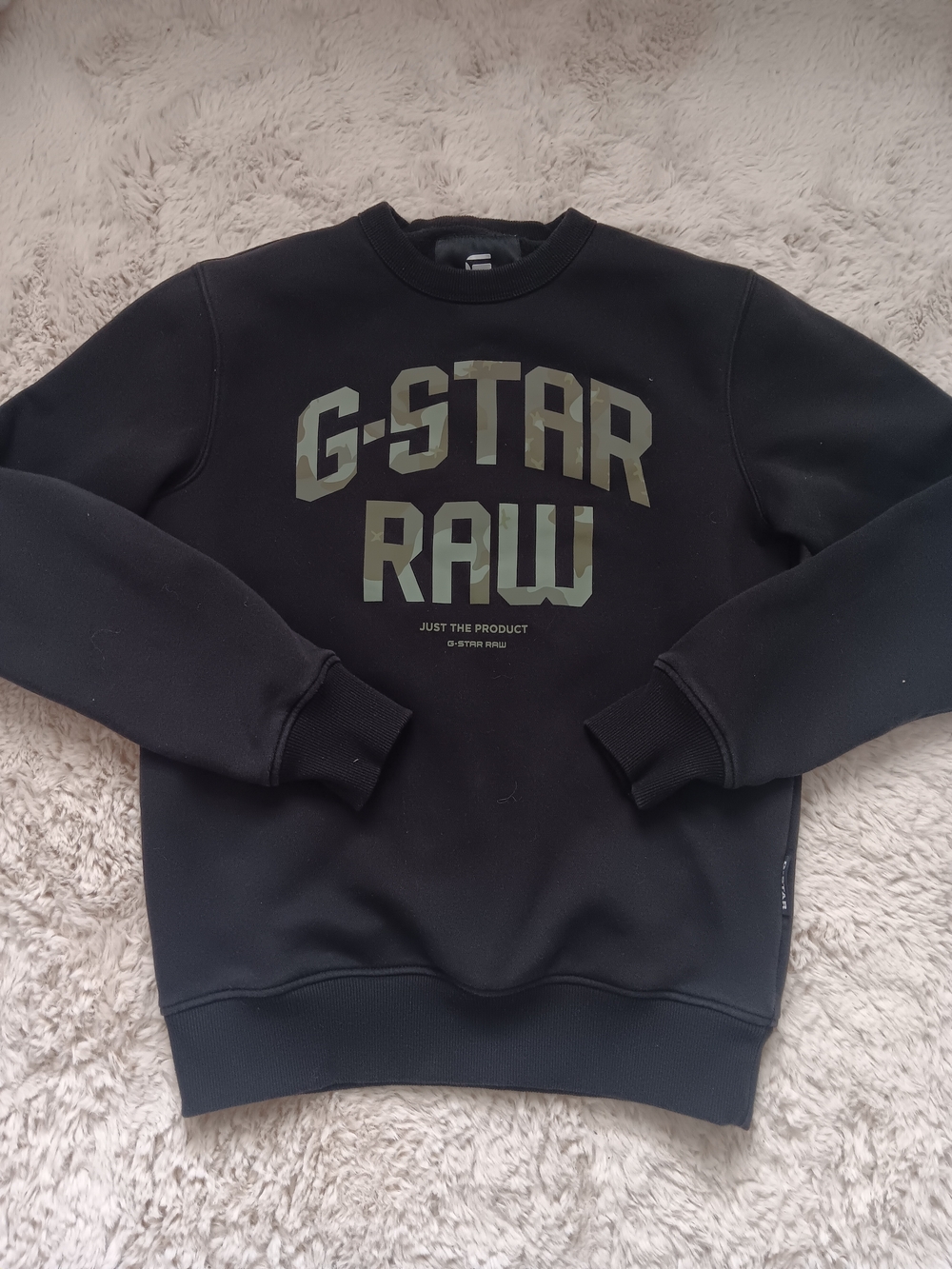 G-Star Black Crewneck Sweatshirt with Green Camo Logo